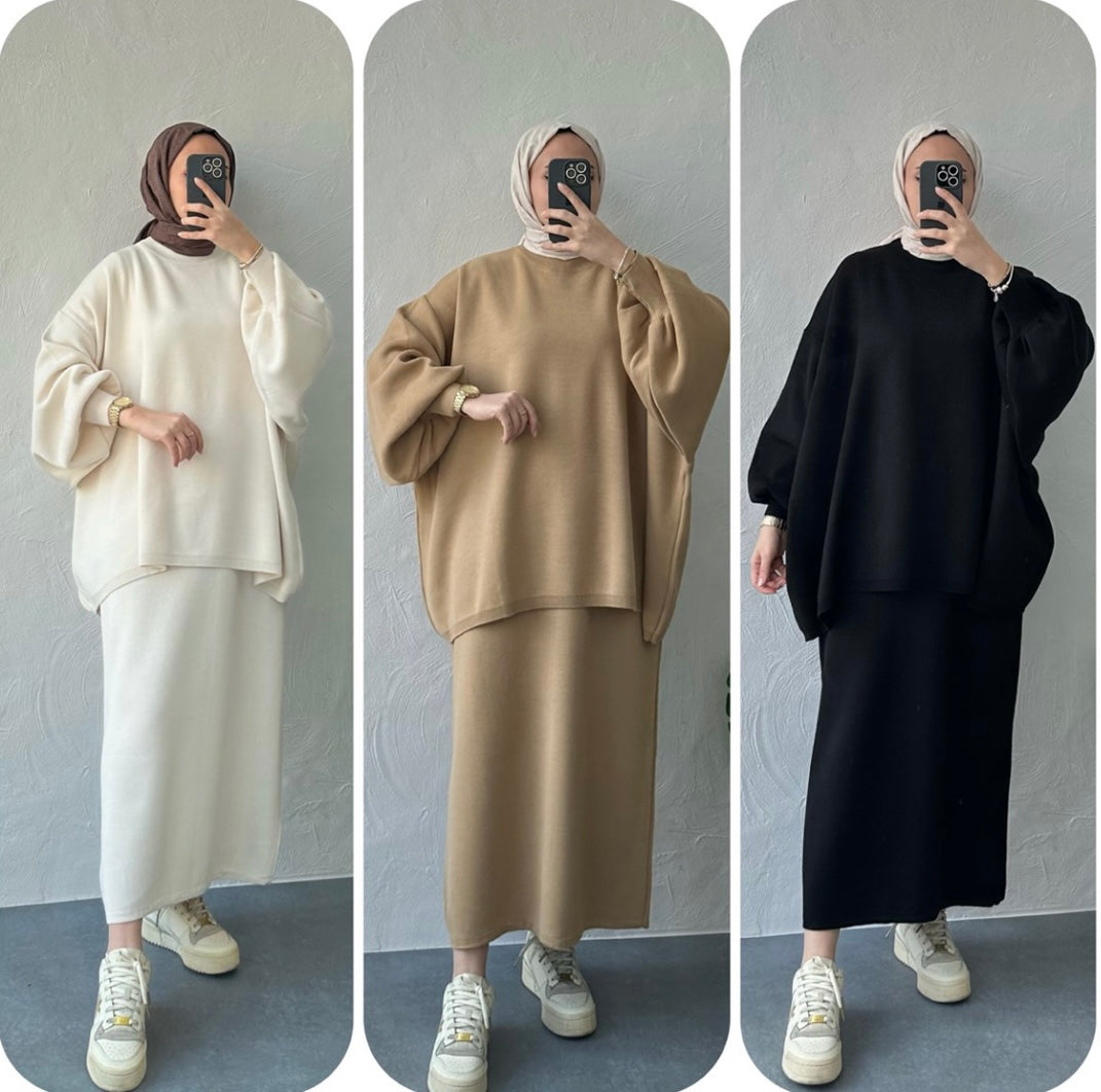 Knitted Skirt and Shirt Set