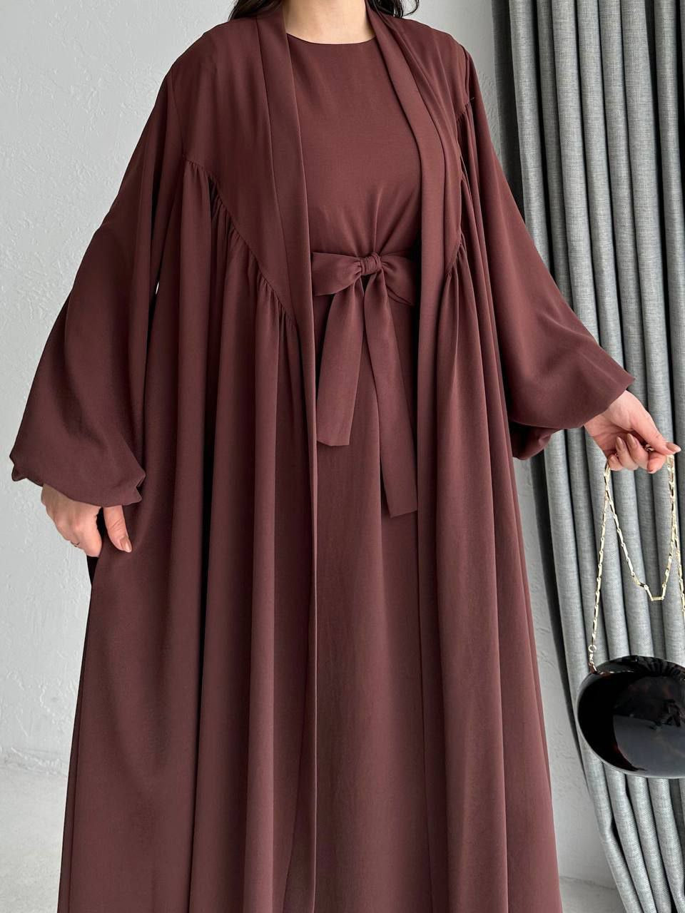 Open Abaya with Sleeveles Dress and Belt