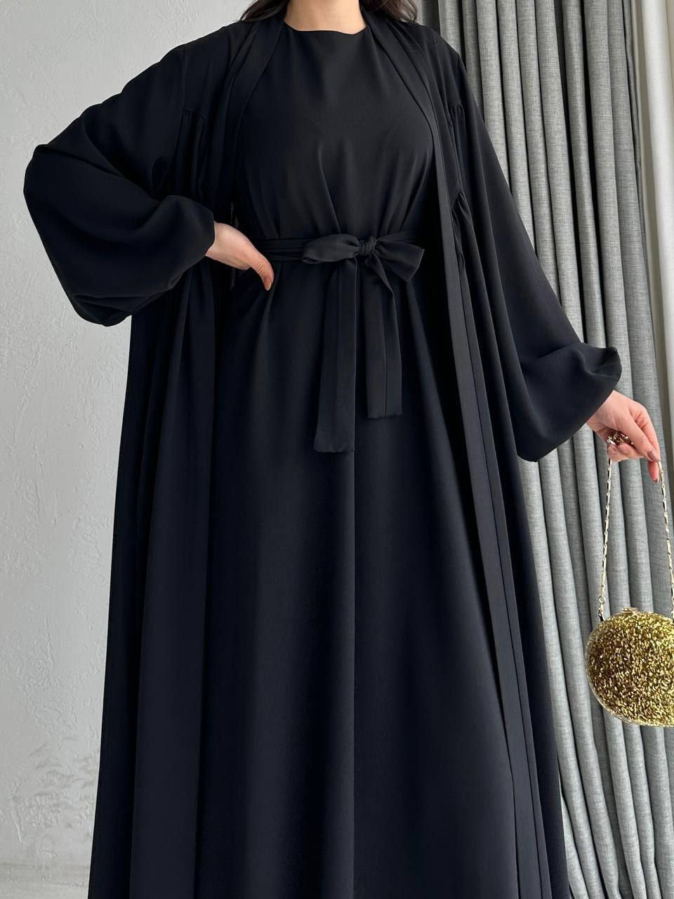 Open Abaya with Sleeveles Dress and Belt