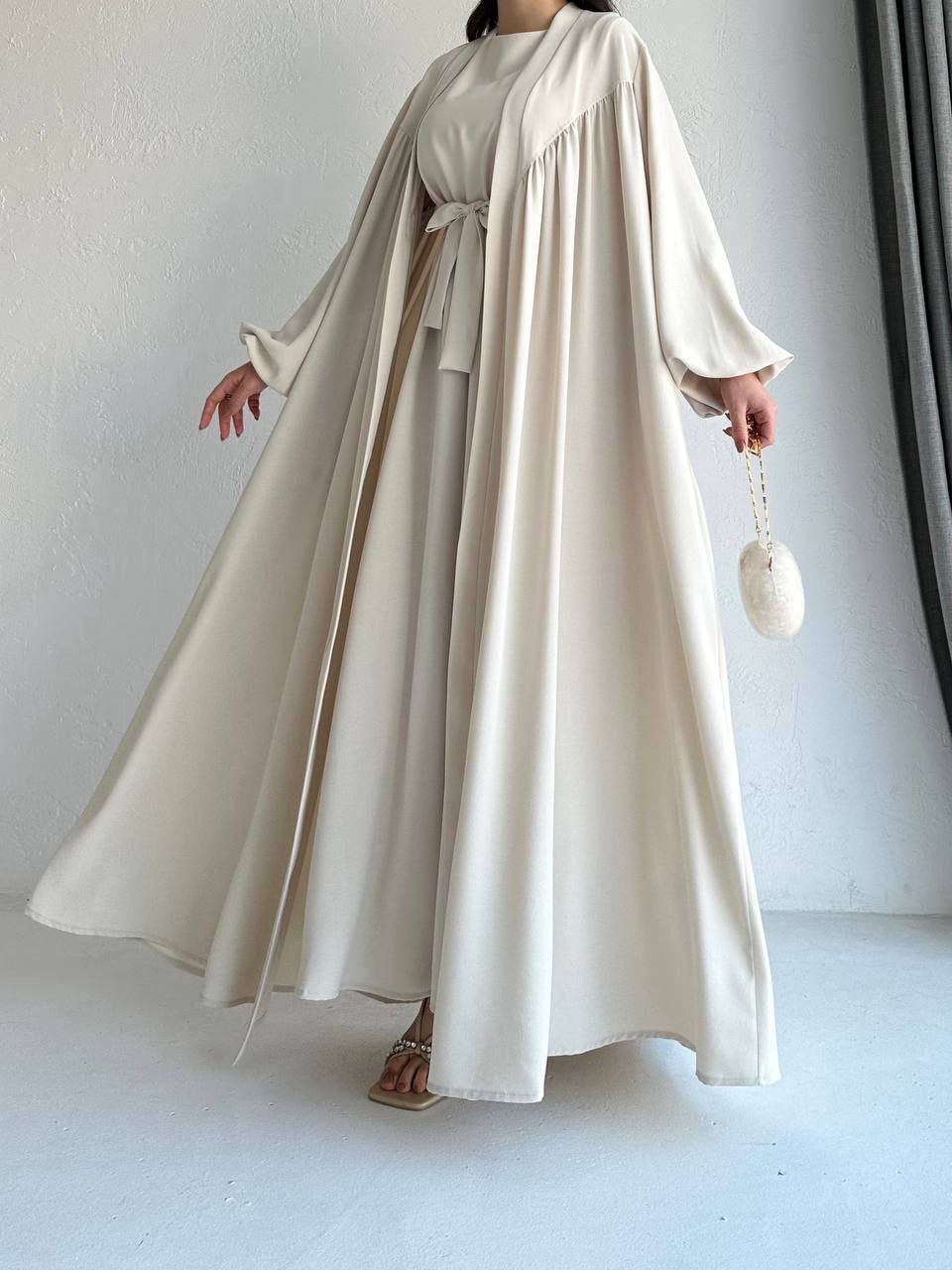 Open Abaya with Sleeveles Dress and Belt