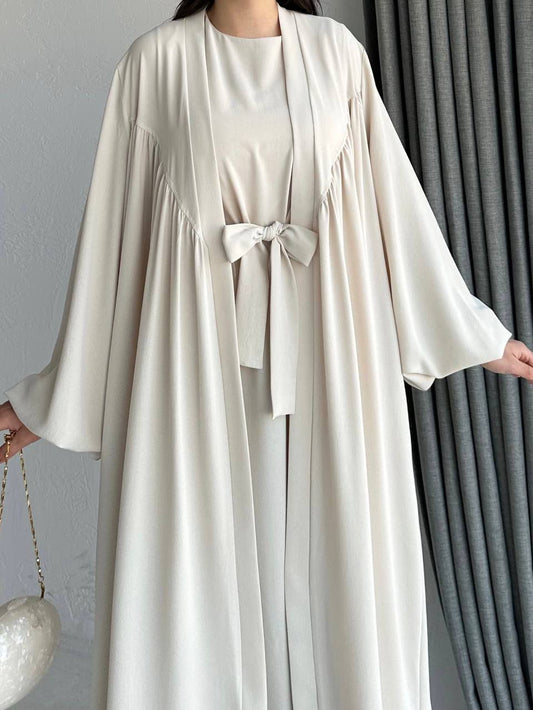 Open Abaya with Sleeveles Dress and Belt