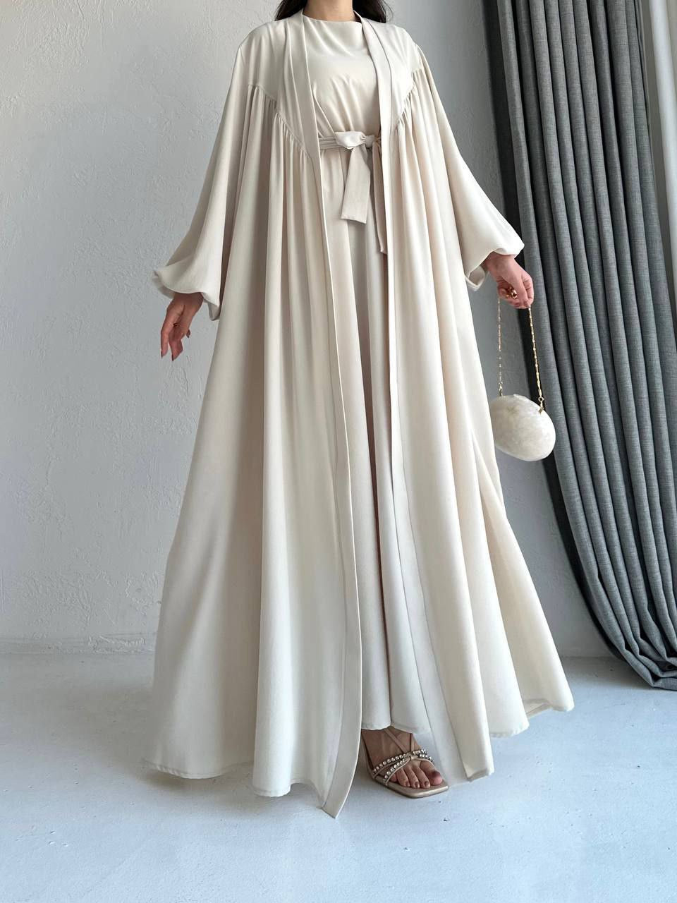 Open Abaya with Sleeveles Dress and Belt