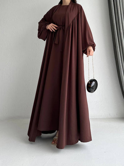 Open Abaya with Sleeveles Dress and Belt