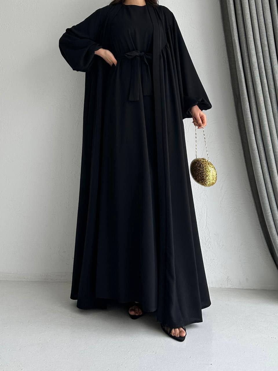 Open Abaya with Sleeveles Dress and Belt